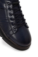 Erkek Lacivert Bağcıklı Deri Sneaker | Derimod Erkek Lacivert Bağcıklı Deri Sneaker | Derimod