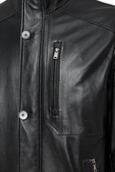 Nathan Men's Black Leather Coat | Derimod Nathan Men's Black Leather Coat | Derimod