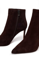 Woman Brown Zip Closure Thin-Heeled Suede Boots | Derimod Woman Brown Zip Closure Thin-Heeled Suede Boots | Derimod