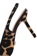 Kadın Leopar Arkası Açık İnce Topuklu Deri Ayakkabı | Derimod Kadın Leopar Arkası Açık İnce Topuklu Deri Ayakkabı | Derimod