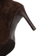 Woman Brown Thin-Heeled Suede Boots | Derimod Woman Brown Thin-Heeled Suede Boots | Derimod