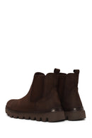 Male Brown Thick-Soled Nubuck Leather Chelsea Boots | Derimod Male Brown Thick-Soled Nubuck Leather Chelsea Boots | Derimod