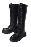 Women's Black Leather Zippered Thick Soled Boots | Derimod Women's Black Leather Zippered Thick Soled Boots | Derimod