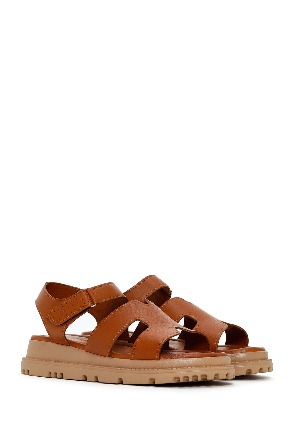 Kadın Taba Deri Comfort Sandalet