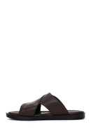 Men's Brown Leather Slippers | Derimod Men's Brown Leather Slippers | Derimod