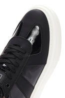 Men's Black Lace-up Patent Leather Casual Sneaker | Derimod Men's Black Lace-up Patent Leather Casual Sneaker | Derimod