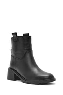 Women's Black Thick Heeled Leather Boots | Derimod Women's Black Thick Heeled Leather Boots | Derimod