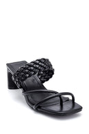 Women's Black Heeled Slippers | Derimod Women's Black Heeled Slippers | Derimod