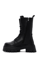 Women's Black Leather Thick Soled Boots | Derimod Women's Black Leather Thick Soled Boots | Derimod
