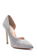 Women's Silvery Heeled Leather Shoes | Derimod Women's Silvery Heeled Leather Shoes | Derimod