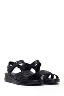 Woman Black Strappy Leather Comfort Sandal | Derimod Woman Black Strappy Leather Comfort Sandal | Derimod