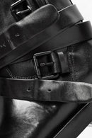 Women's Black Buckled Biker Leather Boots | Derimod Women's Black Buckled Biker Leather Boots | Derimod