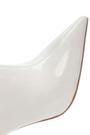 Women's White Zippered Thin Heel Patent Leather Boots | Derimod Women's White Zippered Thin Heel Patent Leather Boots | Derimod