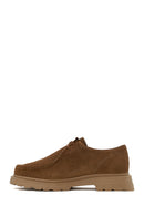 Woman Camel Lace-Up Suede Leather Masculine Shoes | Derimod Woman Camel Lace-Up Suede Leather Masculine Shoes | Derimod