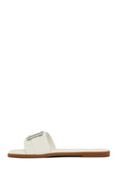 Women's White Stone Slippers | Derimod Women's White Stone Slippers | Derimod