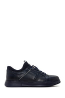 Men's Navy Blue Lace-Up Leather Sneaker | Derimod Men's Navy Blue Lace-Up Leather Sneaker | Derimod