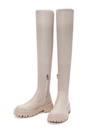 Women's Beige Laptop Thick Soled Zippered Casual Boots | Derimod Women's Beige Laptop Thick Soled Zippered Casual Boots | Derimod
