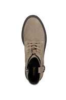 Geox Women's Mink Taupe Lace-Up Suede Leather Combat Boots | Derimod Geox Women's Mink Taupe Lace-Up Suede Leather Combat Boots | Derimod