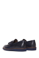 Erkek Lacivert Deri Baskılı Casual Loafer | Derimod Erkek Lacivert Deri Baskılı Casual Loafer | Derimod