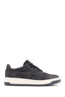 Men's Anthracite Suede Leather Sneaker | Derimod Men's Anthracite Suede Leather Sneaker | Derimod