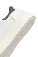 Men's White Lace-Up Thick-Soled Leather Sneakers | Derimod Men's White Lace-Up Thick-Soled Leather Sneakers | Derimod