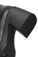 Woman Black Zip Closure Chunky Heeled Leather Boots | Derimod Woman Black Zip Closure Chunky Heeled Leather Boots | Derimod