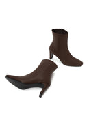Woman Brown Zip Closure Heeled Boots | Derimod Woman Brown Zip Closure Heeled Boots | Derimod