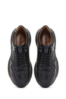 Men's Black Thick Sole Lace Up Leather Sneaker | Derimod Men's Black Thick Sole Lace Up Leather Sneaker | Derimod