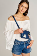 Printed Blue Women's Crossbody Bag | Derimod Printed Blue Women's Crossbody Bag | Derimod