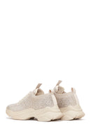 Derimod Zero Kadın Bej Bağcıklı Taşlı Sneaker | Derimod Derimod Zero Kadın Bej Bağcıklı Taşlı Sneaker | Derimod