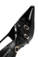 Women's Black Open Back Thin Heel Patent Leather Shoes | Derimod Women's Black Open Back Thin Heel Patent Leather Shoes | Derimod