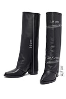 Woman Black Chunky Heels Leather Boot | Derimod Woman Black Chunky Heels Leather Boot | Derimod