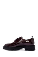 Women's Burgundy Lace-Up Patent Leather Masculine Shoes | Derimod Women's Burgundy Lace-Up Patent Leather Masculine Shoes | Derimod