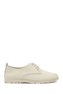 Women's Beige Lace-Up Leather Comfort Shoes | Derimod Women's Beige Lace-Up Leather Comfort Shoes | Derimod