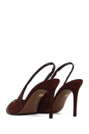 Woman Burgundy Slingback Stiletto Suede Shoes | Derimod Woman Burgundy Slingback Stiletto Suede Shoes | Derimod