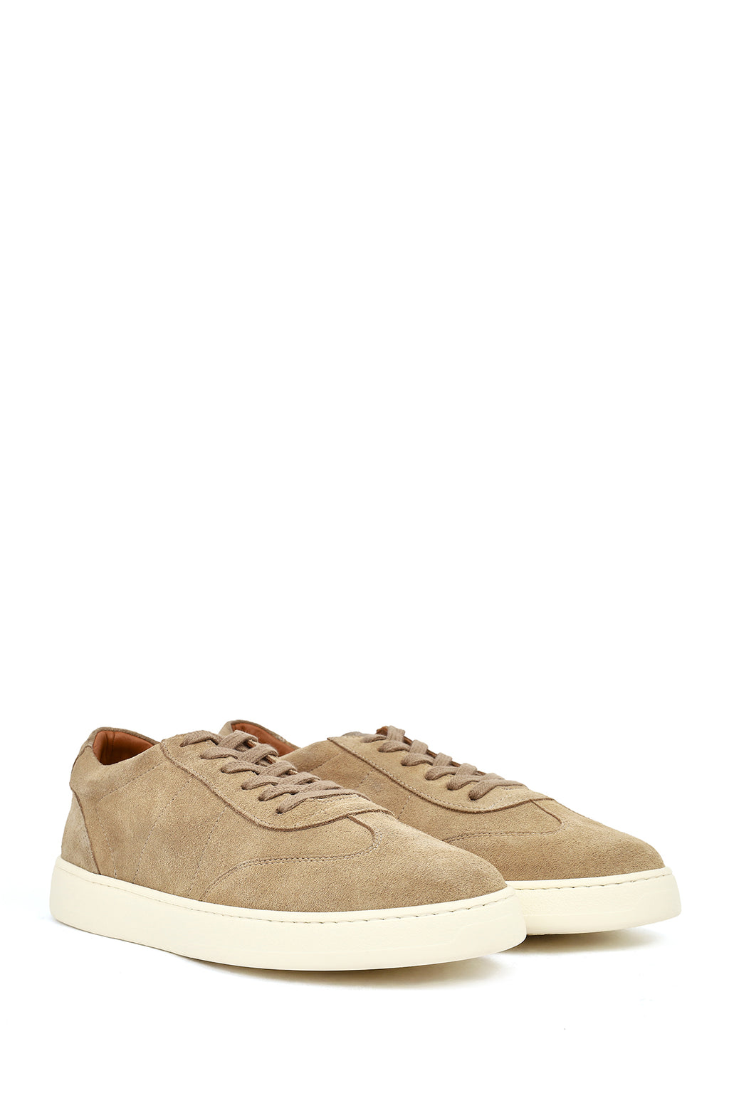 Erkek Bej Bağcıklı Süet Deri Sneaker