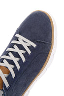 Men's Navy Blue Lace-Up Thick Sole Fabric Sneaker | Derimod Men's Navy Blue Lace-Up Thick Sole Fabric Sneaker | Derimod