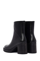 Woman Black Zip Closure Thick-Heeled Leather Boots | Derimod Woman Black Zip Closure Thick-Heeled Leather Boots | Derimod