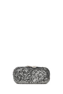 Woman Silver Chain Strap Sequin Mini Box Evening Bag | Derimod Woman Silver Chain Strap Sequin Mini Box Evening Bag | Derimod