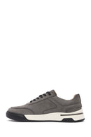 Erkek Gri Bağcıklı Nubuk Deri Sneaker | Derimod Erkek Gri Bağcıklı Nubuk Deri Sneaker | Derimod