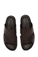 Men's Brown Leather Slippers | Derimod Men's Brown Leather Slippers | Derimod