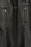 Calvin Male Black Mandarin Collar Leather Jacket | Derimod Calvin Male Black Mandarin Collar Leather Jacket | Derimod