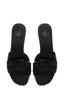 Women's Black Stone Slippers | Derimod Women's Black Stone Slippers | Derimod