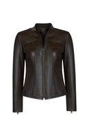 Anetta Woman Mink Short Leather Jacket | Derimod Anetta Woman Mink Short Leather Jacket | Derimod