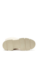 Women's Beige Zippered Leather Boots | Derimod Women's Beige Zippered Leather Boots | Derimod