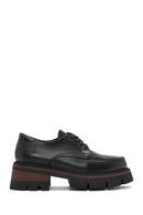 Women's Black Lace-Up Thick Sole Leather Masculine Shoes | Derimod Women's Black Lace-Up Thick Sole Leather Masculine Shoes | Derimod