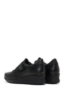 Women's Black Leather Wedge Heeled Comfort Shoes | Derimod Women's Black Leather Wedge Heeled Comfort Shoes | Derimod