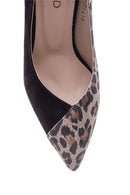Kadın Leopar Detaylı Süet Deri Stiletto | Derimod Kadın Leopar Detaylı Süet Deri Stiletto | Derimod