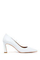 Woman White Thick-Heeled Leather Stiletto | Derimod Woman White Thick-Heeled Leather Stiletto | Derimod