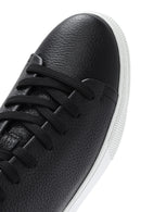 Erkek Siyah Bağcıklı Deri Sneaker | Derimod Erkek Siyah Bağcıklı Deri Sneaker | Derimod